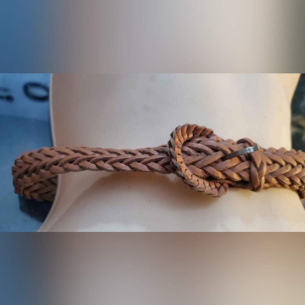 VTG 70s-80s Argentina Brown Woven Leather Belt Unisex Western Southwestern Boho - Picture 5 of 5